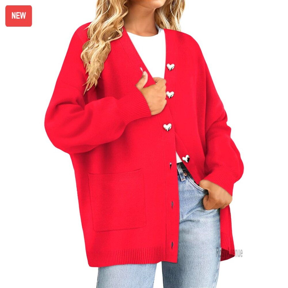 Oversized Cardigan Sweater Open Front Button Up Long Sleeve Cozy Winter Outfit